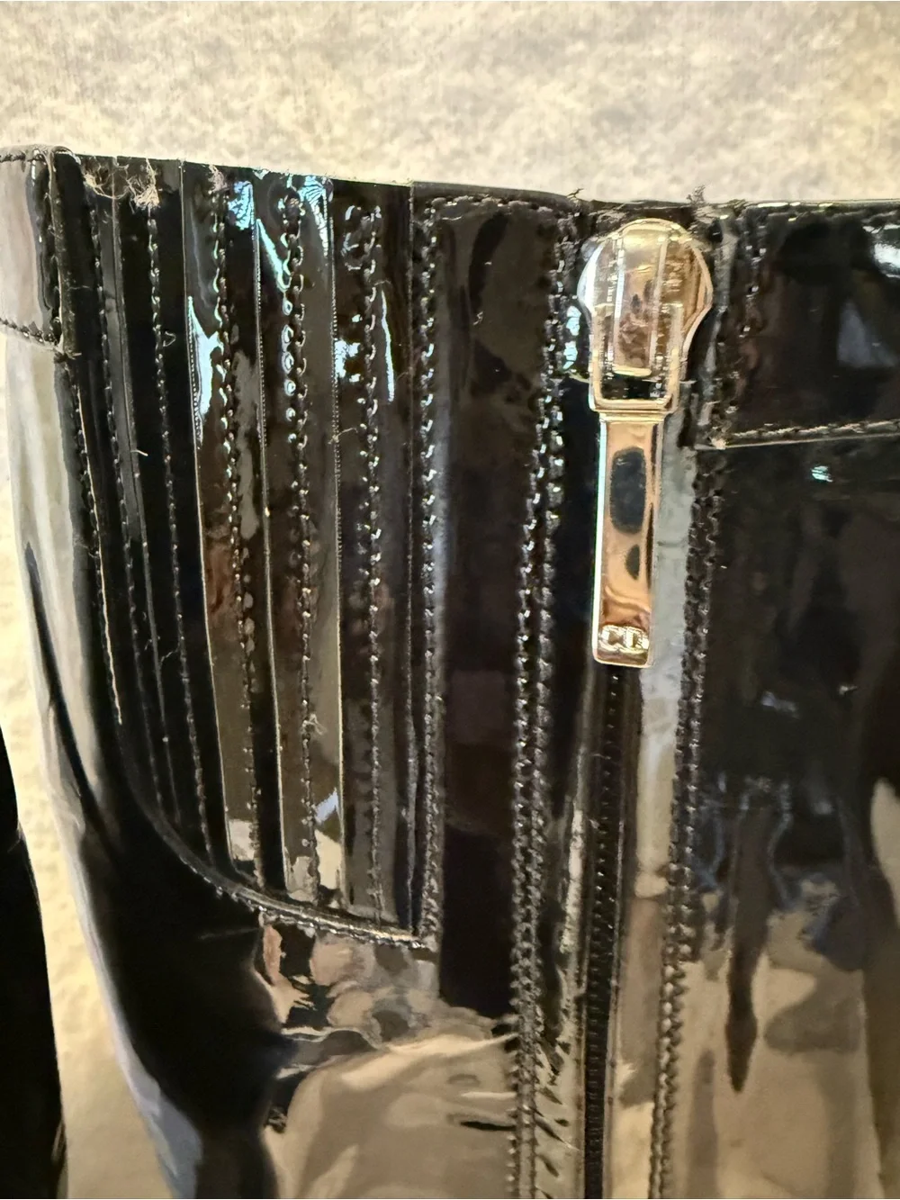 Dior Black Patent Leather Over-the-Knee Boots